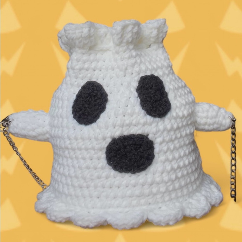 Handmade Crochet Ghost Bucket Bag